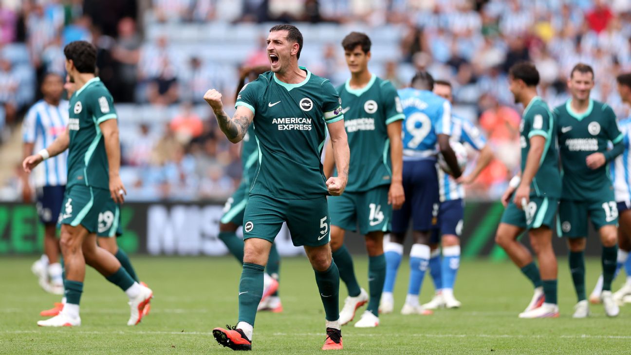 Brighton ถล่ม Coventry 5-0 โดย Lewis Dunk ยิงไกล ขณะที่ Coventry แพ้พรีเมียร์ลีก 4 นัดรวด รูปประกอบข่าวฟุตบอล
