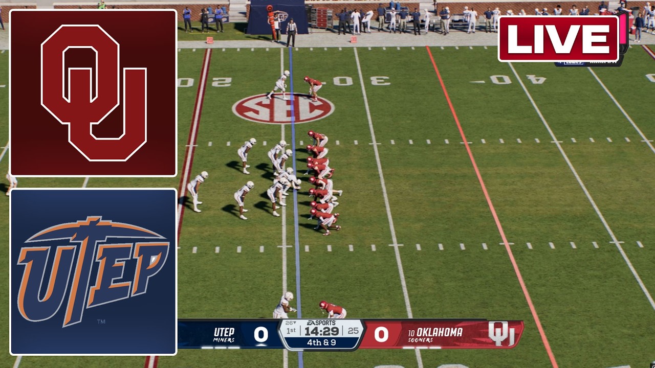 🔴LIVE: Oklahoma Sooners vs UTEP / September 4/ NCAA / College Football 27 ภาพถ่ายทอดสดฟุตบอล