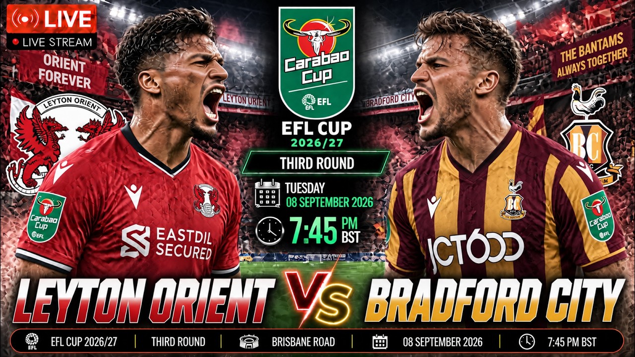 Leyton Orient vs Bradford City ภาพถ่ายทอดสดฟุตบอล