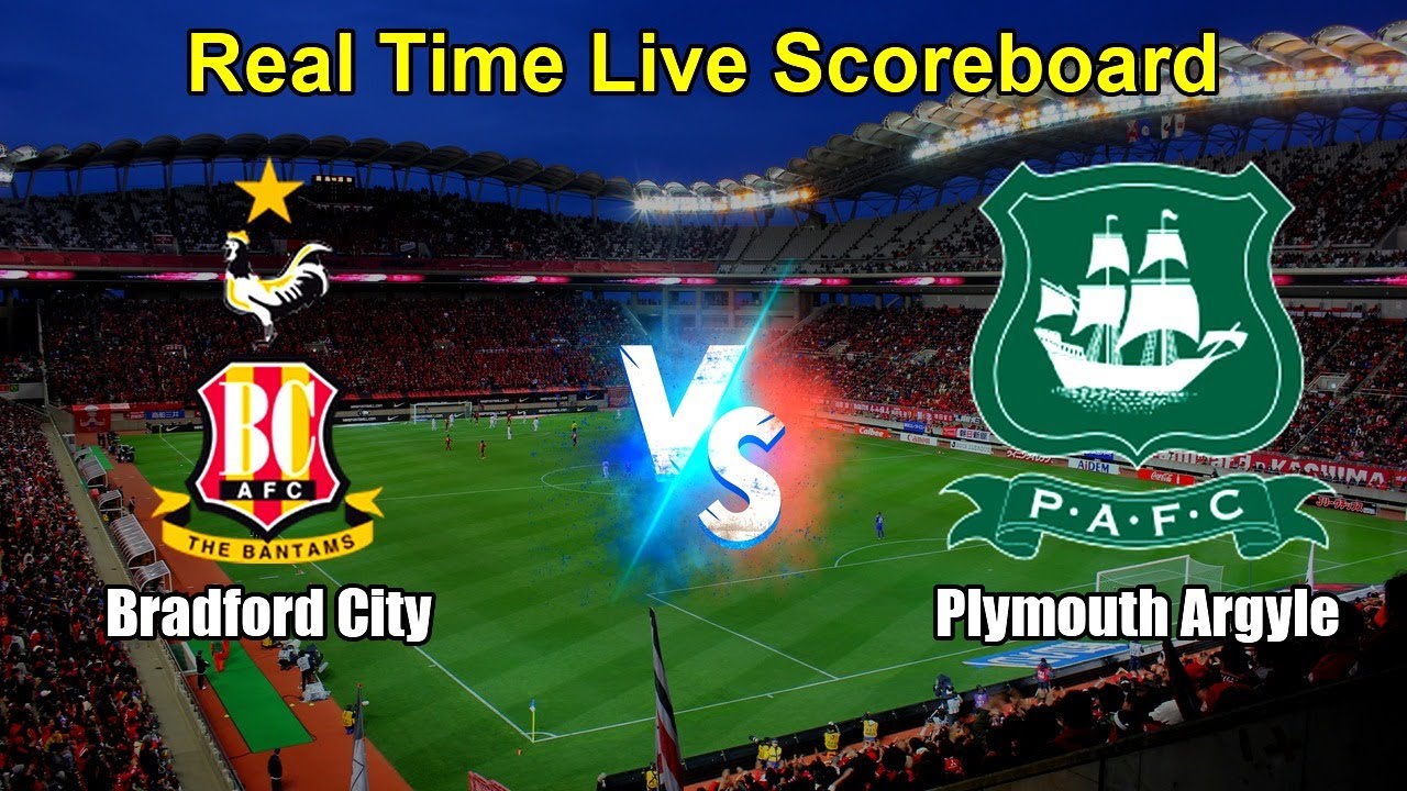 Bradford City vs Plymouth Argyle Live Score - English Football League One ภาพถ่ายทอดสดฟุตบอล