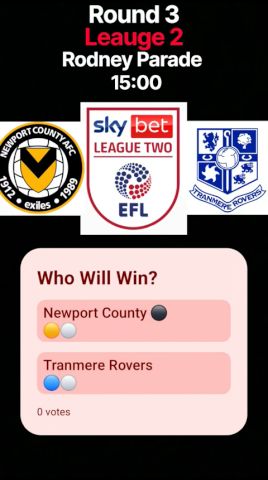 Newport County vs Tranmere Rovers ภาพถ่ายทอดสดฟุตบอล