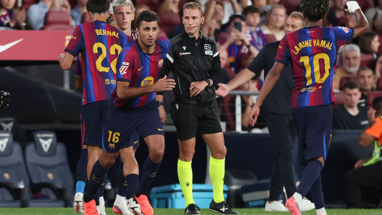 บาร์เซโลนาเปิดบ้านชนะ แอธเลติก 2-0 ส่ง Rodri ประเดิมลา ลีกา รูปข่าวฟุตบอล