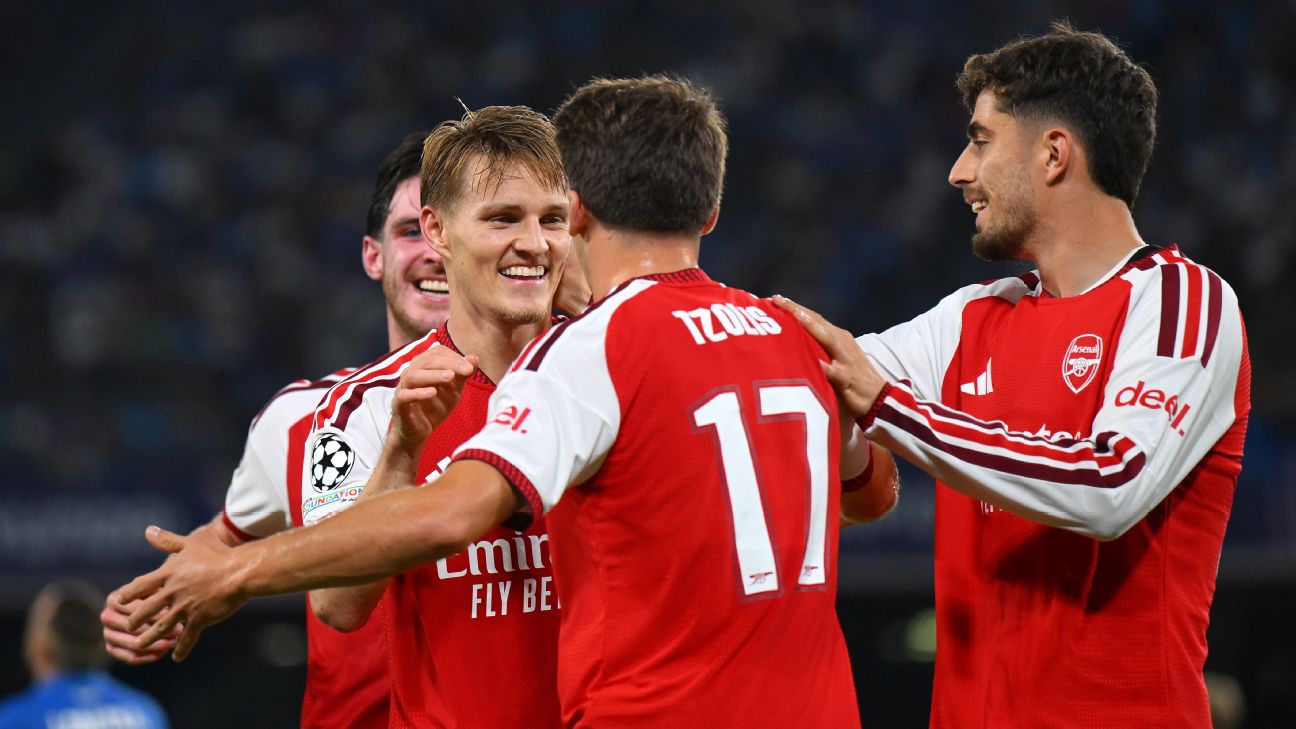 Arsenal บุกชนะ Napoli 1-0 Ødegaard ยิงประตูชัยประเดิม Champions League รูปประกอบข่าวฟุตบอล