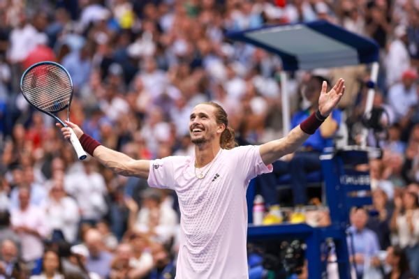 ภาพการแข่งขันรอบชิงชนะเลิศ US Open ระหว่าง Alexander Zverev กับ Ben Shelton
